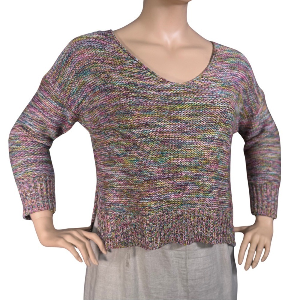 Forever 21 Contemporary Space‎ Dye Knit Sweater Multicolor Scoop Neck Large
